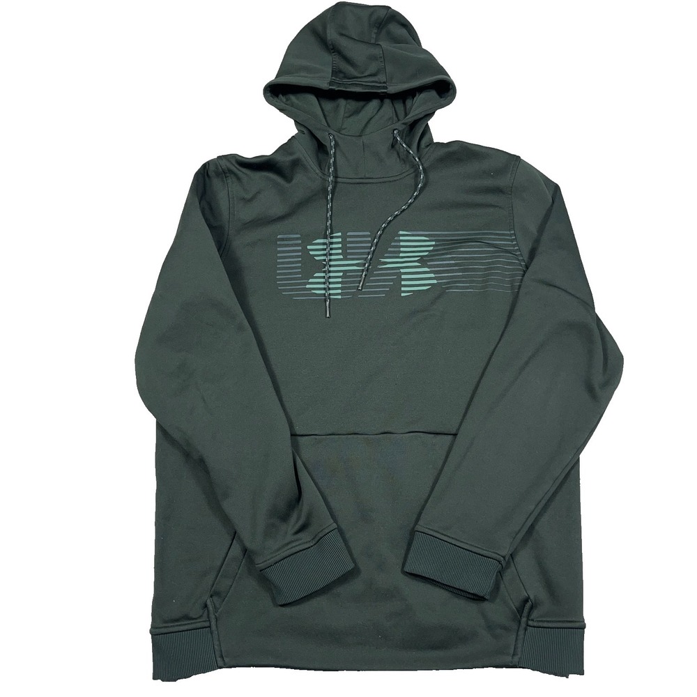 Under Armour Hoodie Men Medium Green Loose Fit Cold Gear Sweatshirt Performance